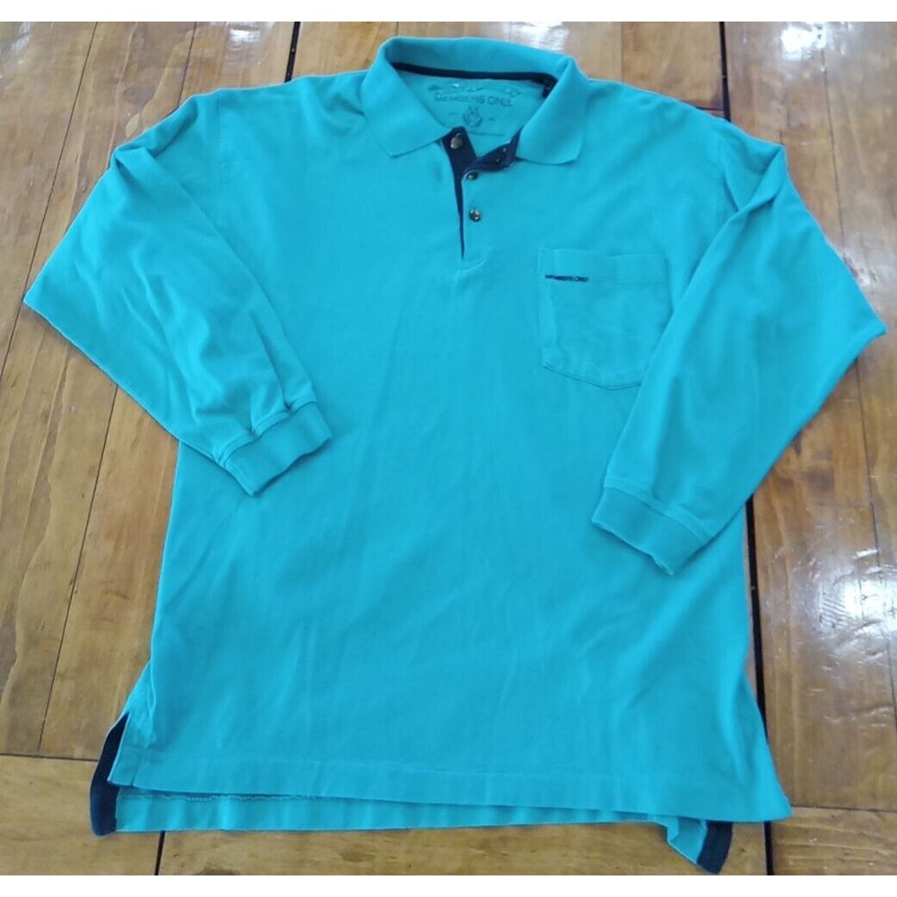 Members Only Vintage Bowling Shirt Mens M Green Long Sleeve Polo